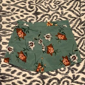Green floral shorts